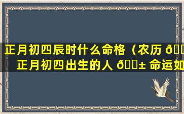 正月初四辰时什么命格（农历 💮 正月初四出生的人 🐱 命运如何）